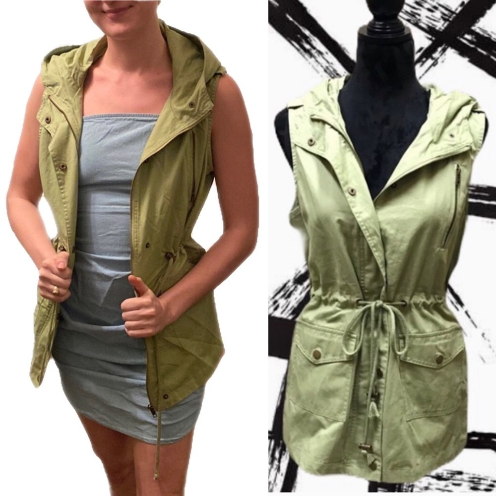 Zenana Outfitters Utility Green Drawstring Vest